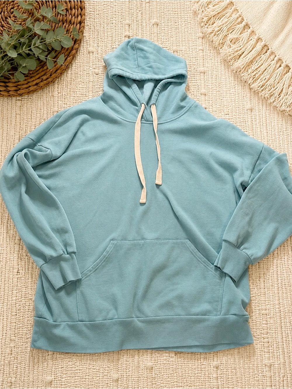 Zenana Outfitters Aqua Blue Oversized Hoodie Sweatshirt Pullover Cozy 1X